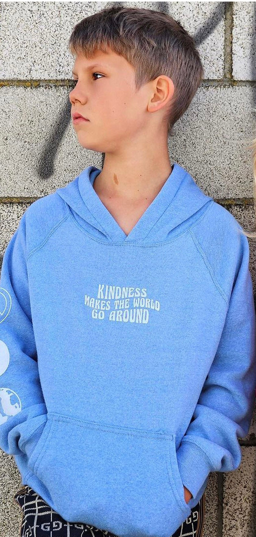 Kid's Blue Kind World Hoodie