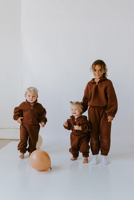 Kids Brown Fleece Hoodie & Pant Set