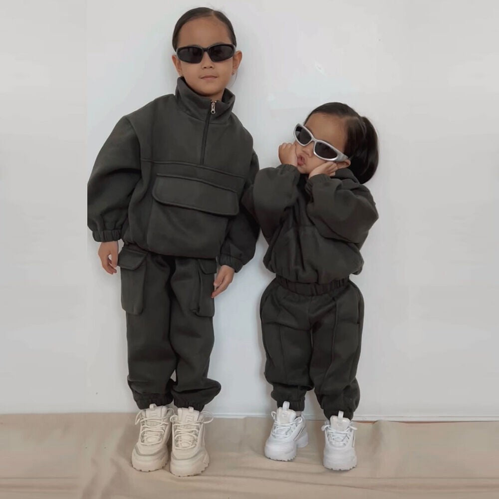 Kids Dark Grey Cargo Set