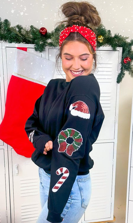 Adult Christmas Patch Sleeve Sweatshirt